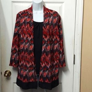 Women's Red and Black Patterned Jacket